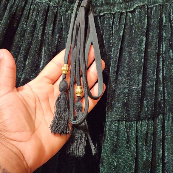Witchy Dark Romantic Sz Large Deep Green Velvet Tiered Maxi Skirt Karma N Craft - Picture 3 of 8